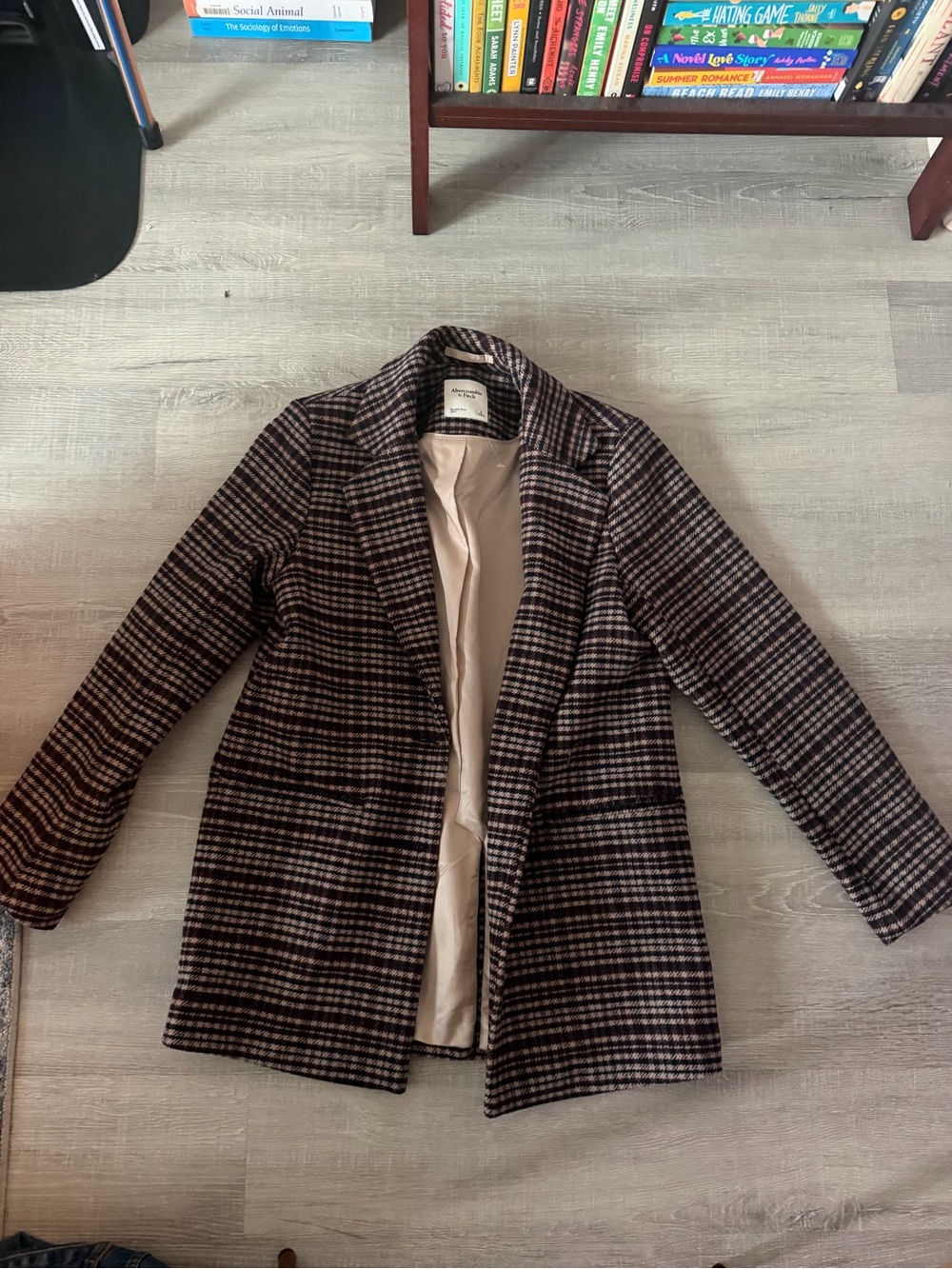 Abercrombie & Fitch Brown & Black Plaid Pea Coat